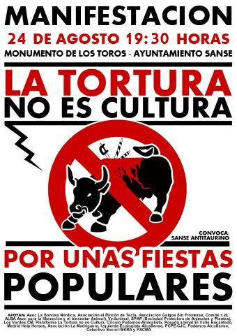 24 agosto. Manifestación antitaurina y por unas fiestas populares en Sanse